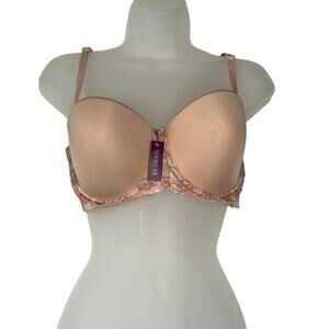 Adore Me Bra Womens Sz‎ 34D Nude Tan Lace Padded Adjustable Straps